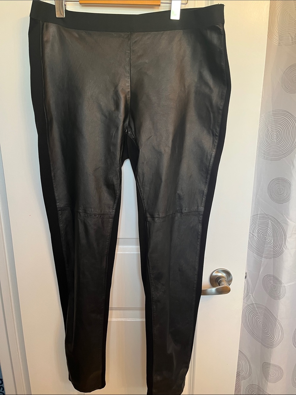 Eileen Fisher Black Leather Front Leggings